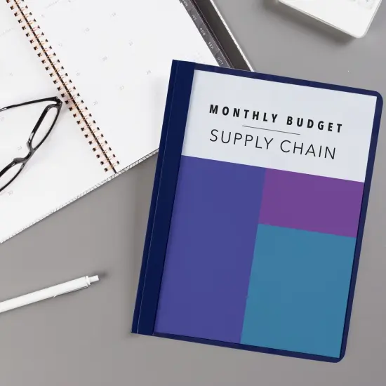 Avery Durable Clear Front Report Covers, 3 Double-Prong Fasteners, Holds up to 25 Sheets, 25 Dark Blue Covers (47961) {3}