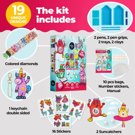 Gem Art, Kids Diamond Painting Kits Big 5D Gem Art - Paint by Numbers Diamonds - Arts and Crafts - Girls and Boys Ages 4, 5, 6, 7, 8, 9, 6-12, 6-8 Girls Crafts Gift Ideas {1}