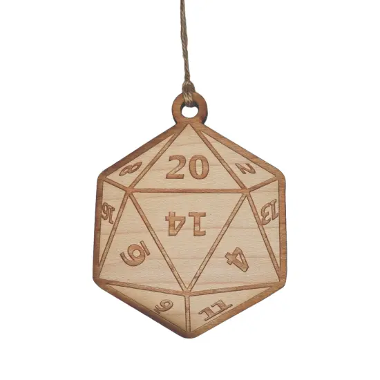 Ornament - D20 - Raw Wood 3x3in {1}