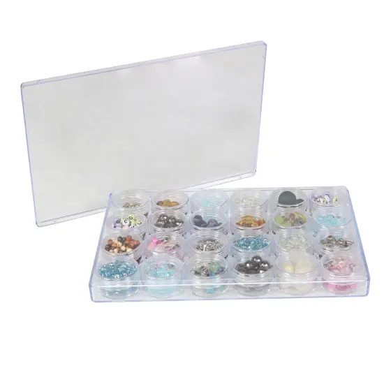 Large Plastic Bead Storage Organizer Box, 24 Jars - Container for Beads & Supplies - Organizers for Craft, Art, & Painting - Plastic Container Case For Organization {1}