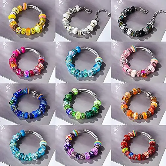 Assortment European Large Hole Beads Spacer Beads Rhinestone Craft Beads for DIY Charms Bracelet Jewelry Making (Rainbow) {3}