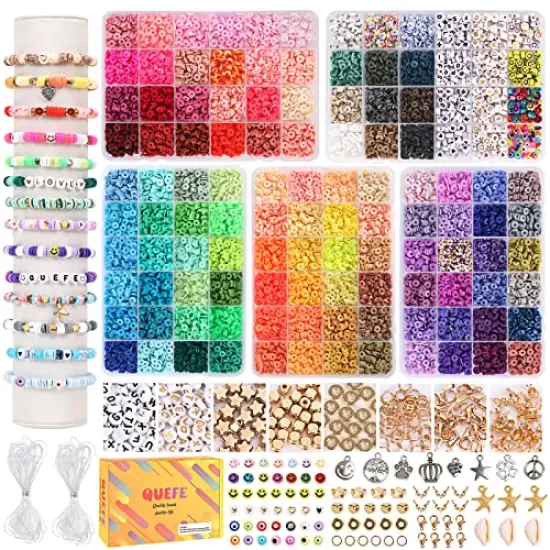 10800 Pieces Clay Beads for Friendship Bracelet Making Kit, 108 Colors Polymer Heishi Beads for Girls 8-12, Letter Beads for Jewelry Making Kit, for Preppy, Gifts, Crafts {1}