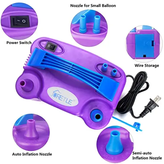 Electric Balloon Pump Portable Balloon Pump Electric Air Balloon Pump Electric Balloon Inflator, Balloon Decorations for Birthday Parties, Weddings, Festivals and Party（Purple） {2}