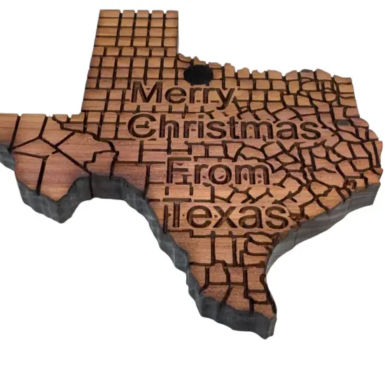 Merry Christmas From Texas - Cedar Ornament {6}