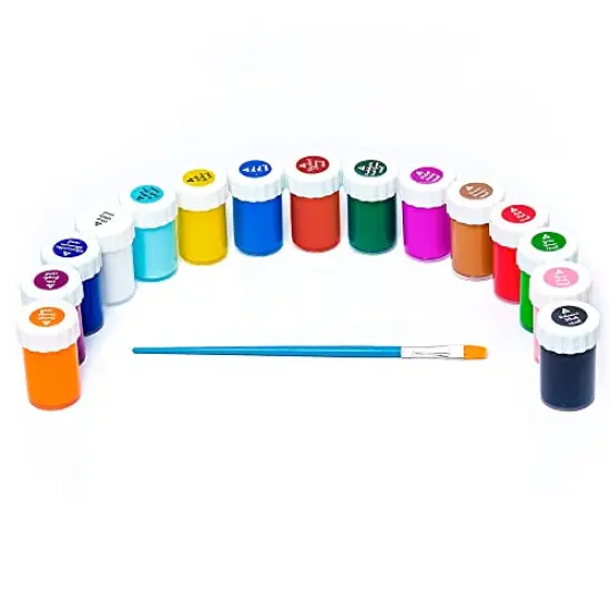 15 Pieces Acrylic Paint Set - 0.6oz Paints for Canvas Painting & Artists Painting Supplies - Acrylic Paint Set for Adults and Kids with Free Brush {1}