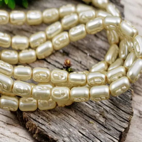 Czech Glass Cream Pearl Baroque Oval Beads -- Choose Your Size {3}