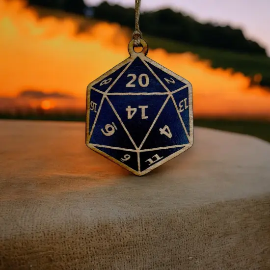 Ornament - D20 - Black Painted Raw Wood 3x3in {6}