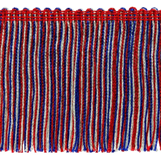 5 Yards of 4" Metallic Chainette Fringe Trim | 5 yard cut Red/White/Blue {1}