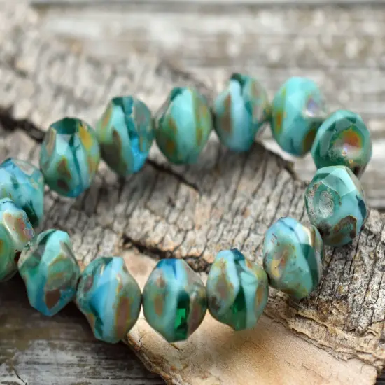 *15* 8mm Riviera Maya Picasso Central Cut Round Beads {4}