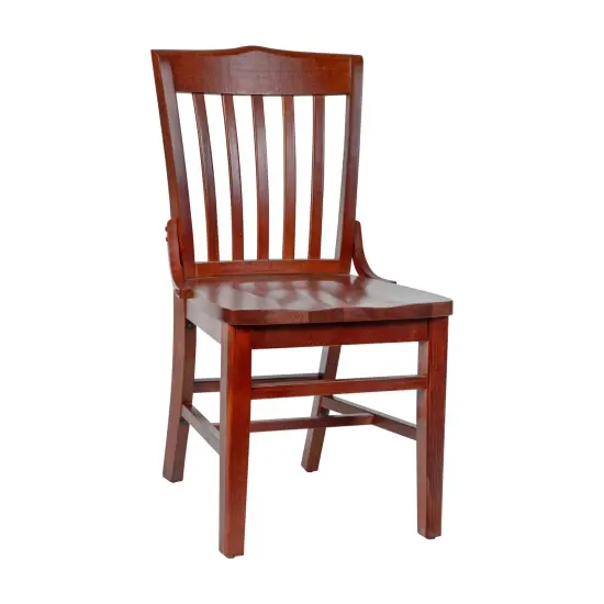 Emma and Oliver School House Back Wooden Restaurant Dining Chair Mahogany {2}