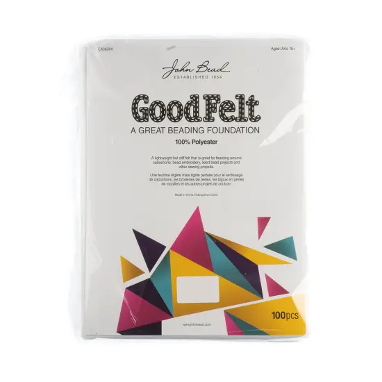 John Bead GoodFelt 8.5x11in Beading Foundation, 100 Pieces White {6}