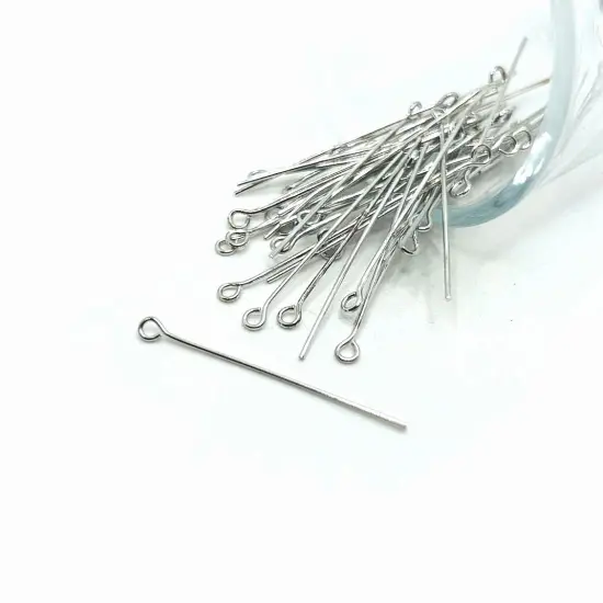 100 or 500 Pieces: 35 mm Antique Silver Plated Eye pins, 21g {1}