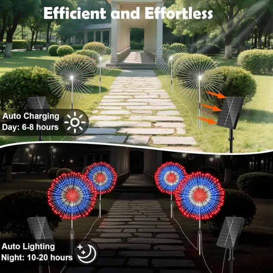 4th of July Decorations Fireworks Solar Lights Outdoor 4 Pack {2}