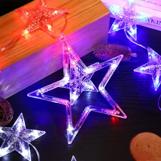 4th of July Lights, 3 Pack Red White and Blue Decorations with Timer Function {3}