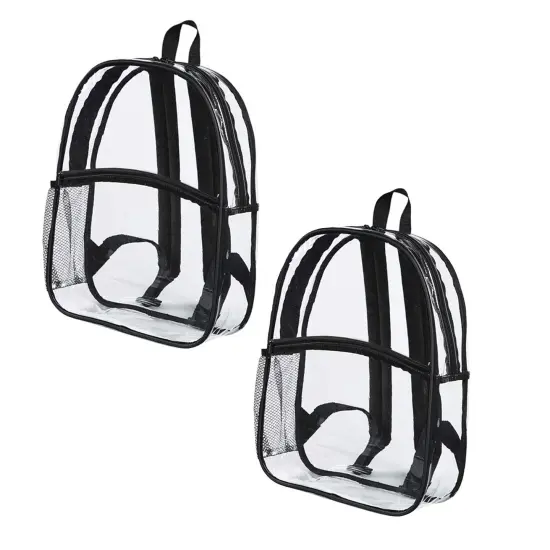 BAGedge&reg; Clear PVC Stadium Backpack with Padded Straps Zipper and Mesh Pockets {4}