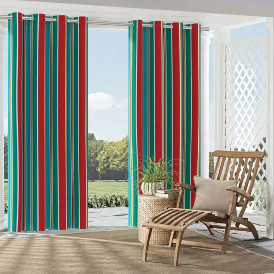Garden - Aqua & Teal,Red & Burgundy Stripe Upholstery Fabric 54 Inches" {2}