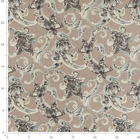 Upholstery Fabric - Grey & Silver Paisley Upholstery Fabric 54 Inches" {4}
