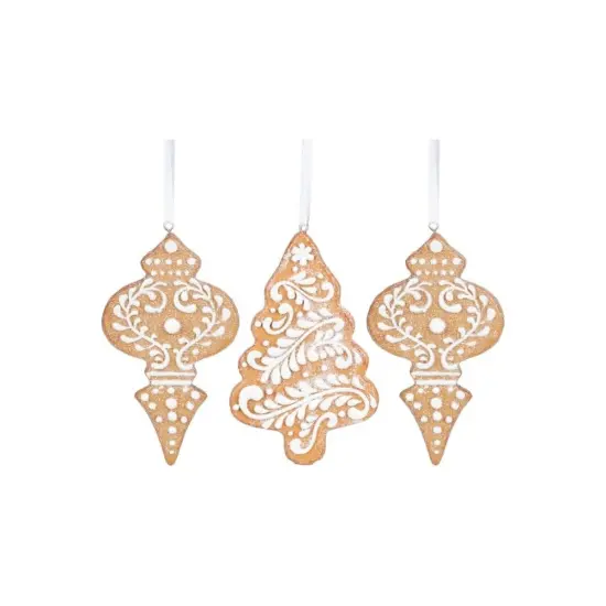 4.5" White Icing Gingerbread Ornaments (Asst 3) {1}