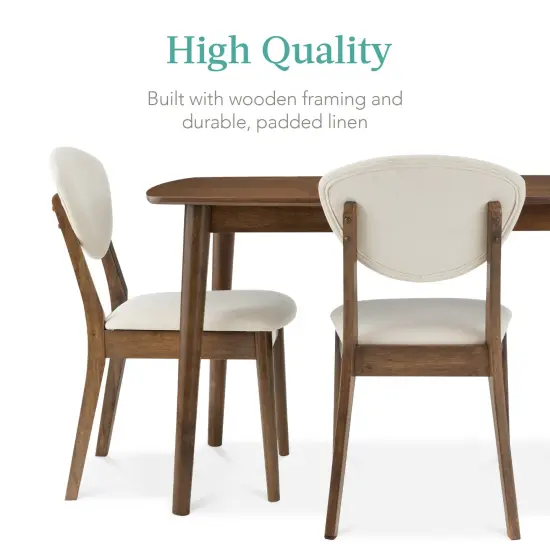 Best Choice Products 5-Piece Compact Wooden Mid-Century Modern Dining Set w/ 4 Chairs, Padded Seat & Back Walnut/Cream {5}