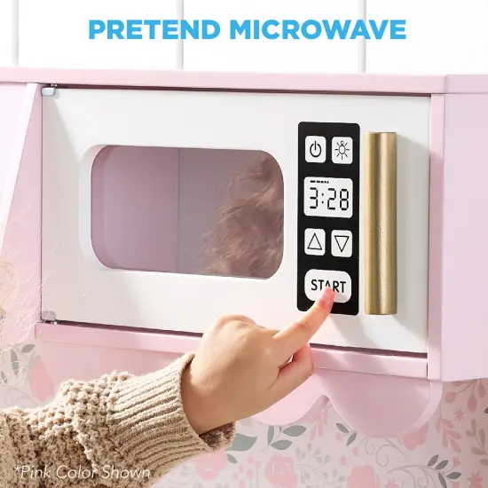 Best Choice Products Pretend Play Cottage Kitchen Wooden Toy Set for Kids w/ 5 Accessories, Oven Cream {5}