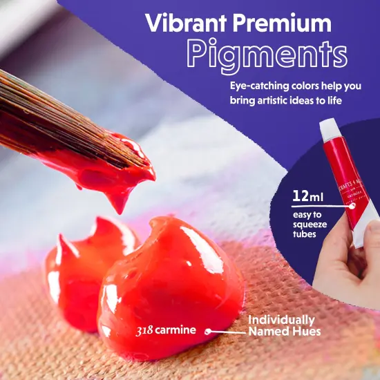 Acrylic Paint Set for Adults and Kids - 24 Pack of 12mL Paints with 3 Art Brushes, Non-Toxic Craft Paint for Easter Eggs, Ceramic Rock Paint - Art Supplies {6}