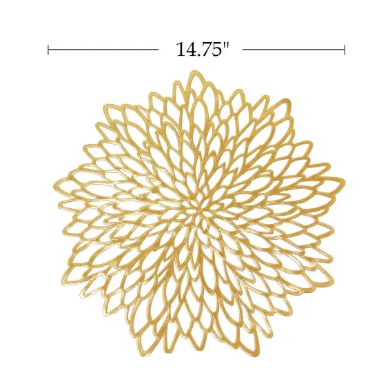 Wrapables Vinyl Metallic Colored Placemats for Weddings, Parties, Special Events (Set of 4), Gold Blossom {2}