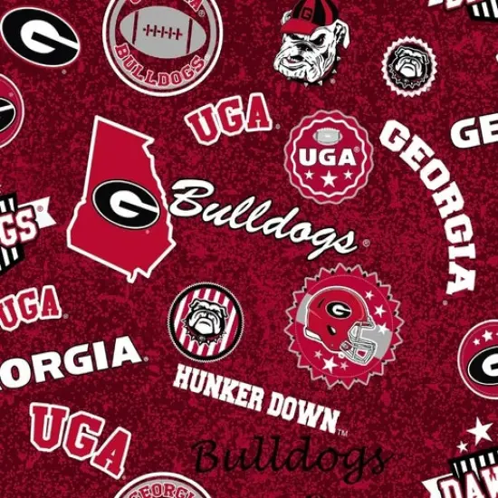 Licensed NCAA University of Georgia Bulldogs Home State GA-1208 Cotton Fabric by the Yard {1}