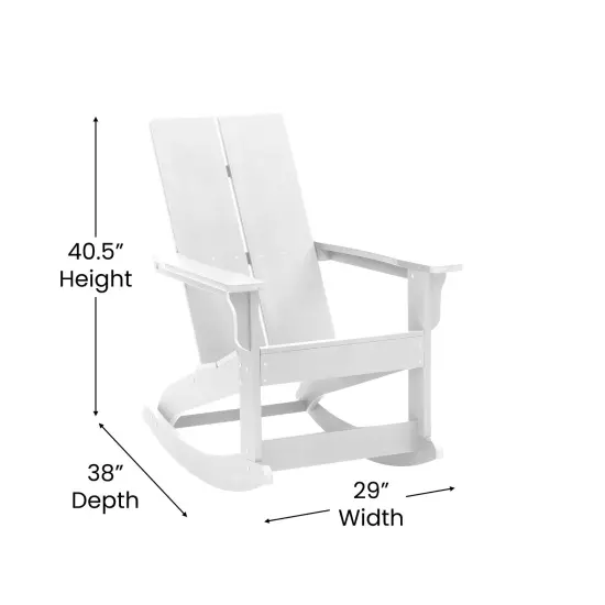 Merrick Lane Wellington UV Treated All-Weather Polyresin Adirondack Rocking Chair for Patio, Sunroom, Deck and More Gray {11}