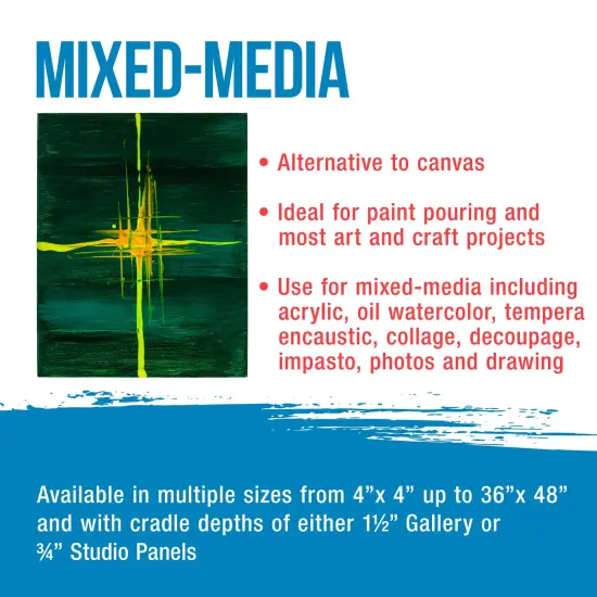 Unfinished Cradled Wood Panels for Painting, 4 Pack of 9x12 inch - Gallery Birch Wooden Canvas Boards 1-1/2" Deep - Mixed-Media Craft, Acrylic, Oil, Encaustic, Paint Pouring {5}