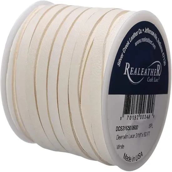Realeather Deerskin Leather Lace | Size 3/16" x 50' (4.8mm x 15.24m) | 2/3 oz Thickness (.8-1.2mm) {3}