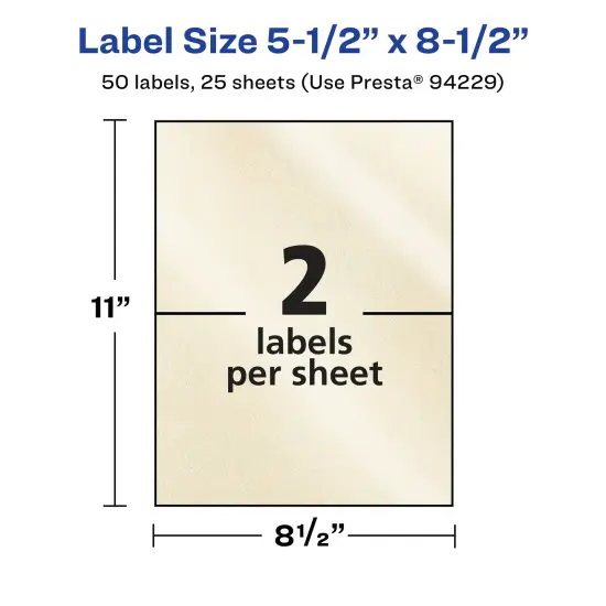 Avery Pearlized Ivory Rectangle Labels, 5.5" x 8.5" {5}