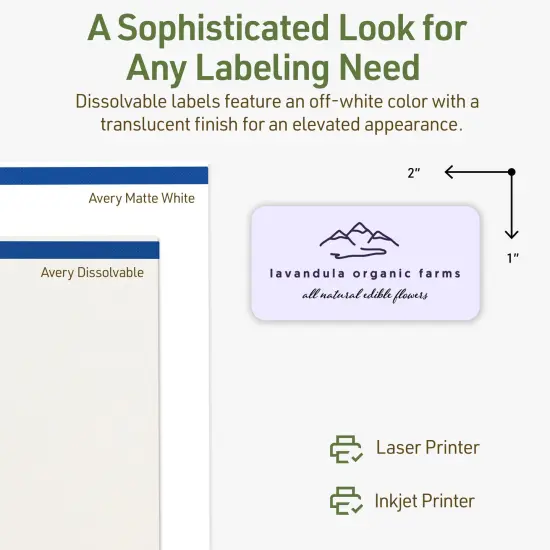 Avery Dissolvable Labels, 1" x 2" Rectangle {4}