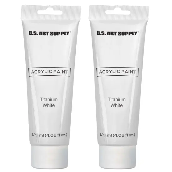 U.S. Art Supply Artists Acrylic Color Paint, Titanium White, 2 Extra-Large 120ml Tubes - Excellent Tinting Strength, Mixable, Portrait Painting Canvas {1}