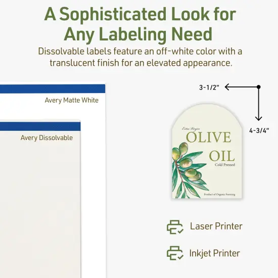 Avery Dissolvable Labels, 4.75" x 3.5" Arched {4}