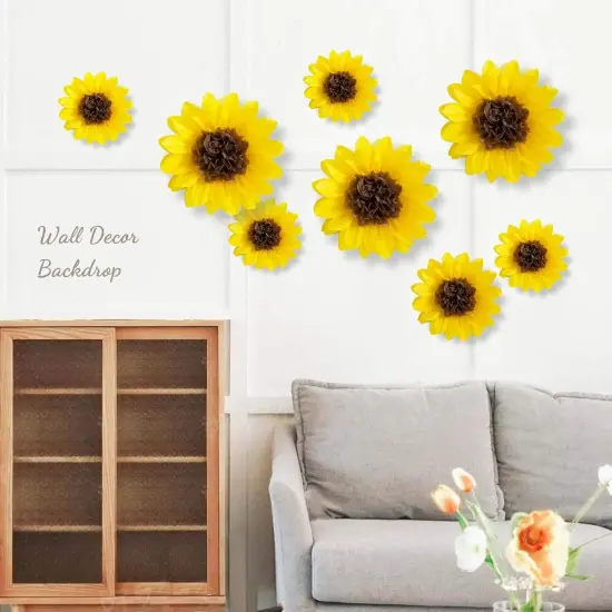 Pack of 10-Sunflower Tissue Paper Pom Poms D&eacute;cor Yellow Flowers,12" 8" {3}
