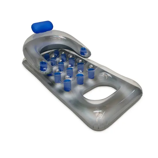 Swim Central 66" Inflatable Blue and Silver French Pocket Swimming Pool Lounger {3}