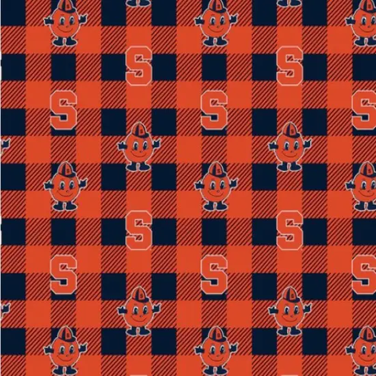 Licensed NCAA Syracuse University Buffalo Plaid Fleece SYR1190 Fabric by the Yard {1}