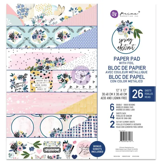Spring Abstract Collection 12x12 Pad - 26 sheets w foil- 6 double sided designs x 4 sheets each + 2 cut-out sheets paper pad  {1}