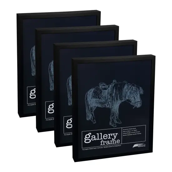 Ambiance Gallery Wood 1.5" Deep Picture Frames - 13 x 19" - 4 Pack Black Wood Frame, Shatter-Resistant Acrylic Glazing & MDF Backing, Horizontal or Vertical Wall Display {1}