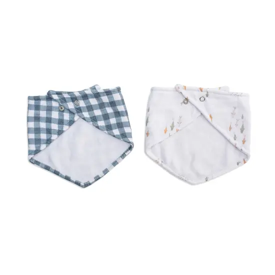 Muslin Bandana Baby Bibs - Navy Gingham/Fish by Lulujo {2}
