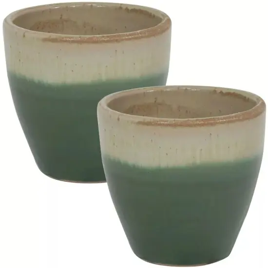 8 in Resort Glazed Ceramic Planter - Seafoam - Set of 2 {3}