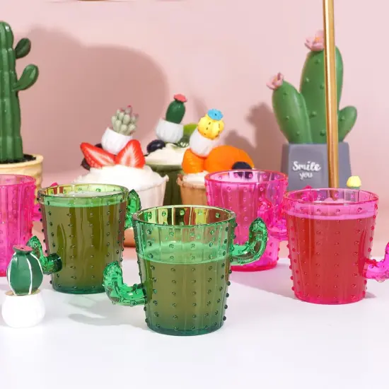 Plastic Cactus Shot Glasses(Set of 12), 2 Oz Pink Cute Cactus Tequila Glasses for Western, Bachelorette, Cinco de Mayo, Tequila, Fiesta Themed Party Supplies {5}