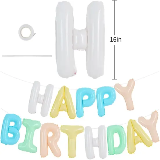 Light Colorful Happy Birthday Balloon Banner 16 Inch Mylar Foil Letters Birthday Sign Bunting for Girls Boys Kids & Adults Birthday Decorations and Party Supplies {2}