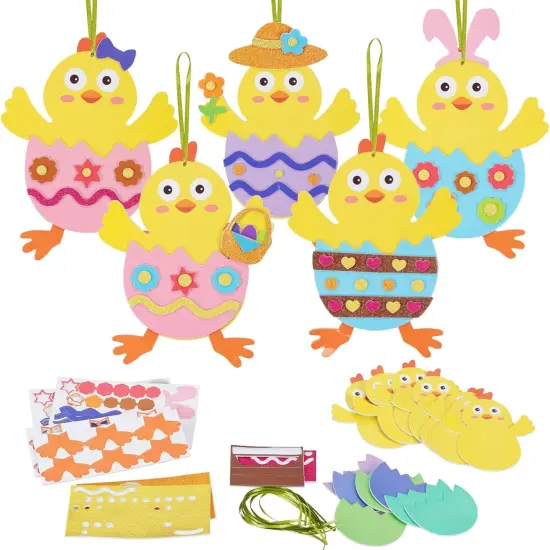 12 Pack Easter Craft for Kids - Make Your Own Easter Chick Foam Stickers Ornament DIY Arts and Crafts for Preschool Art Project Decoration {1}