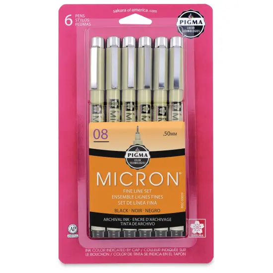 Sakura Pigma Micron Pens - Set of 6, Black, 08 {2}