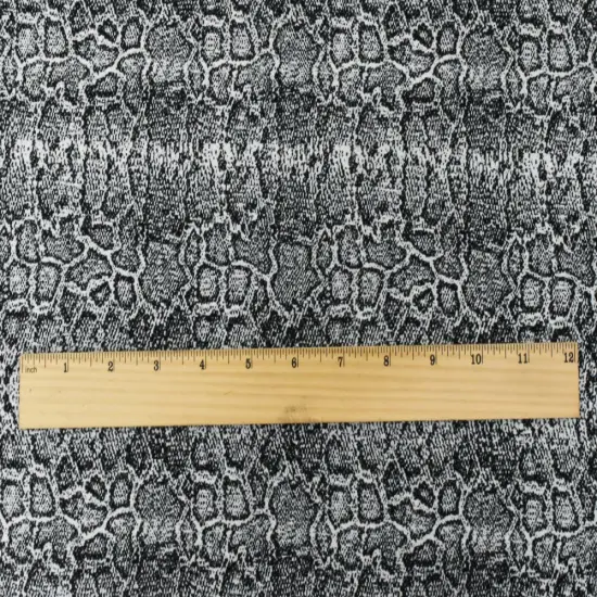 Black-White Famous Maker Reptile Stretch Spandex Cotton Blend Damask Fabric By the Yard {5}