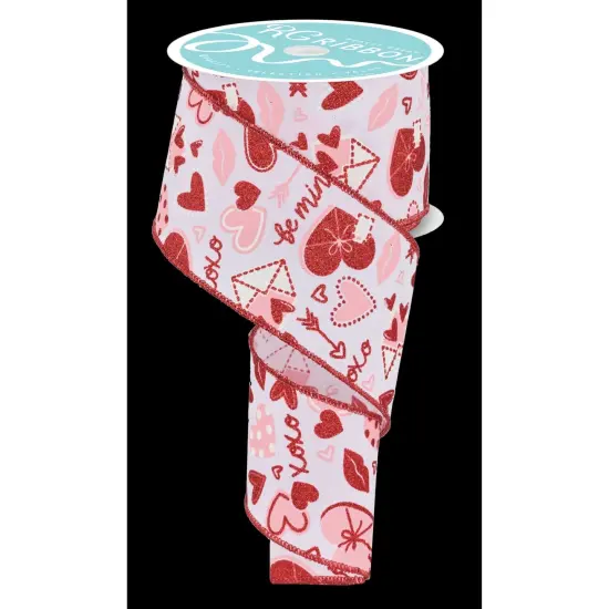 2.5" Valentine Graphics Ribbon: White (10 Yard) {2}