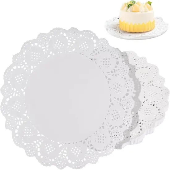 120PCS White Lace Paper Doilies, White Round Paper Placemats 11.5" Lace Food Doilies for Cake Fried Food Party Wedding Tableware Decoration {1}