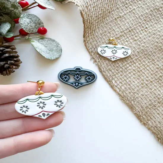 WIDE VINTAGE ORNAMENT EARRING | CHRISTMAS 2024 | CLAY CUTTER {3}