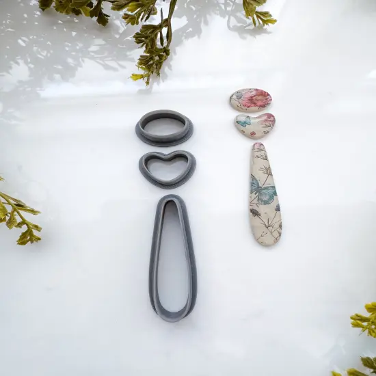 LONG HEART DROP DANGLE | ENCHANTED | CLAY CUTTER SET {2}